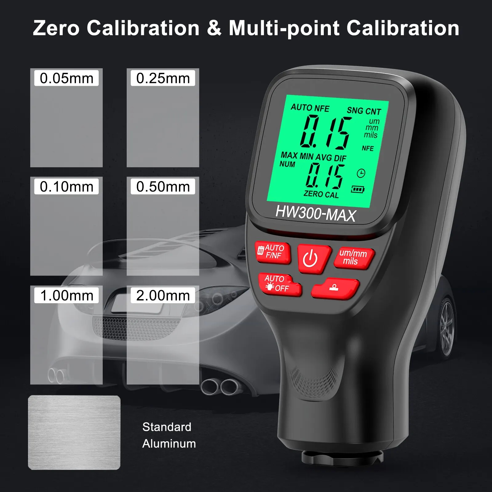 Paint Thickness Gauge - 1 مجموعة HW300-MAX طلاء عالية الدقة